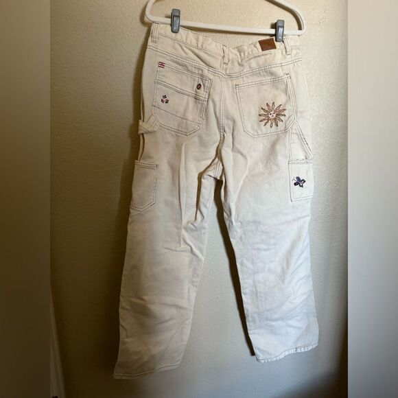 BDG High-Waisted Carpenter Jean Embroidered Ecru Sz 32 - Picture 6 of 11